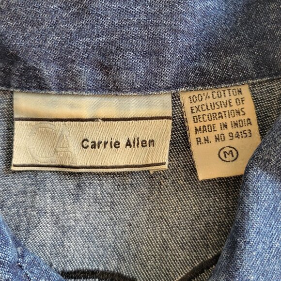 Vintage Cotton Denim Jacket w/ Custom Cat Applique Embroidery Sz M - Picture 10 of 10